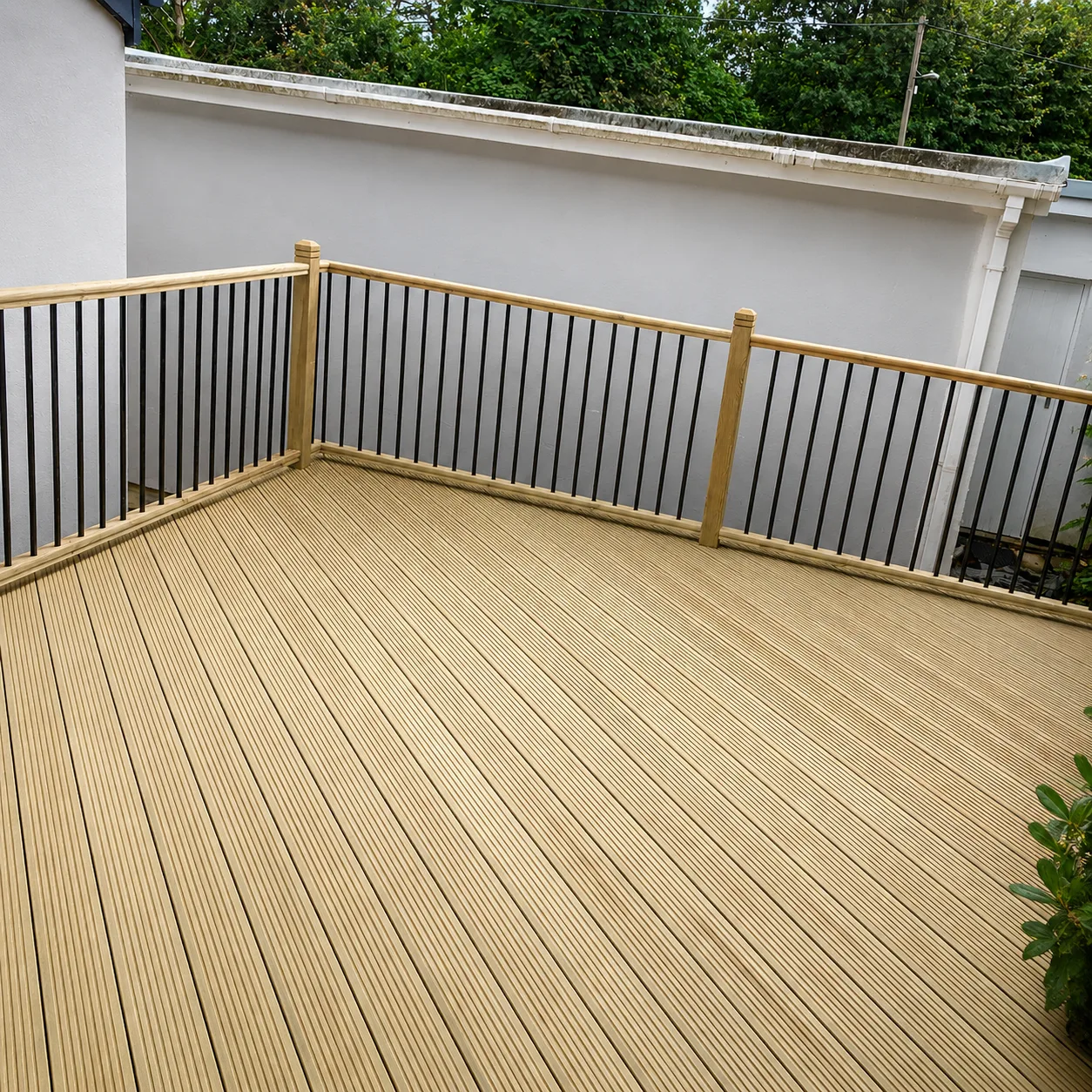 Completed timber decking and outdoor railing renovation